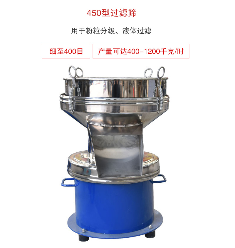 450型過濾篩用于粉粒分級、液體過濾